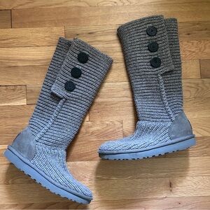 Ugg Classic Cardy Wool Grey Knit Boots 7